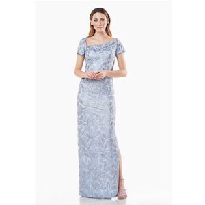 JS Collections Light Blue Embroidered Maxi Dress